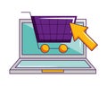 Laptop computer online shopping cart click