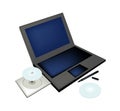 Laptop Computer with Pen and Compact Disc