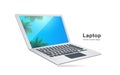 Laptop computer with picture on screen of coconut tree Royalty Free Stock Photo