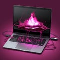 a laptop computer with pink lighting on the screen