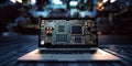 Laptop Computer Placed On A Circuit Board Royalty Free Stock Photo