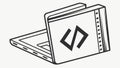 Laptop Computer with a Programming Code Symbol on Screen, vector design Generative AI Royalty Free Stock Photo