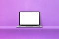 Laptop computer on purple shelf background Royalty Free Stock Photo