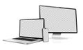 Laptop with computer screen and mobile phone mockup. Set technology devices with empty display Royalty Free Stock Photo