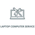 Laptop computer service vector line icon, linear concept, outline sign, symbol Royalty Free Stock Photo