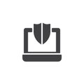 Laptop computer with shield vector icon Royalty Free Stock Photo