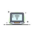 Laptop, Computer, Signal, Wifi  Business Flat Line Filled Icon Vector Banner Template Royalty Free Stock Photo