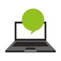 Laptop computer with speech bubble isolated icon Royalty Free Stock Photo