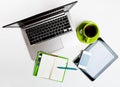 Laptop computer, tablet pc, planner, pen Royalty Free Stock Photo