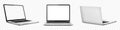 Laptop computer with white and empty screen, front and rear view isolated on transparent background Royalty Free Stock Photo