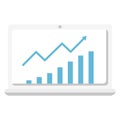 Laptop computor and growing chart bar Royalty Free Stock Photo