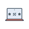 Color illustration icon for Laptop, microcomputer and wireless