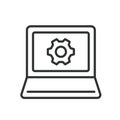 Laptop configuration, icon in line design. Laptop, configuration, settings, setup, system, hardware, software on white