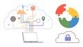 Cloud Computing Concept with Data Connections, Security Lock, and Puzzle Integration Royalty Free Stock Photo