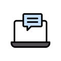 Laptop contact vector line colour icon