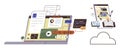 Digital Content Creation Tools on Laptop with Cloud Integration for Media and Web Development Royalty Free Stock Photo