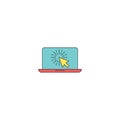Laptop cursor click vector icon symbol isolated on white background