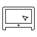 Laptop with cursor thin line icon. Screen vector illustration isolated on white. Internet outline style design, designed Royalty Free Stock Photo