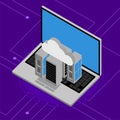 Laptop with 3d cloud computing server icons Royalty Free Stock Photo