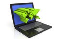 Laptop with 3d extruded World map