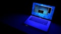 Laptop in a dark room Royalty Free Stock Photo