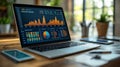 Laptop with Data Analytics in Office