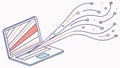 Laptop with Data Stream and Connectivity Lines, vector design Generative AI Royalty Free Stock Photo