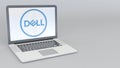 Laptop with Dell Inc. logo. Computer technology conceptual editorial 3D rendering