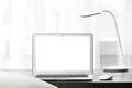 Laptop on desk in home office Royalty Free Stock Photo