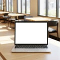 Laptop on desk isolated on transparent background Royalty Free Stock Photo