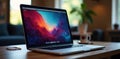Laptop on desk, multiple browser windows show streaming video , technology, view, closeup