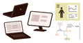 Laptop and Monitor Screens with Data and Process Flow Elements for Technology and Workflow Concepts Royalty Free Stock Photo