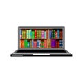 Laptop with digital books, online library concept Royalty Free Stock Photo