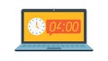 Laptop with Digital Clock: Time Management & Scheduled Tasks, vector design Generative AI Royalty Free Stock Photo