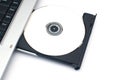 Laptop with the disk Royalty Free Stock Photo
