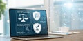 Laptop Display Compliance, Regulation, Policy, Digital Security, Governance, Data Protection. Compliance, Governance Royalty Free Stock Photo