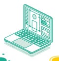 Laptop Display with Vector Program for Artists. Isometric Outline Object