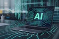Laptop displaying AI code, highlighting tech focused ambiance