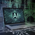 Laptop displaying AI code, highlighting tech focused ambiance