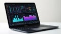 Laptop displaying charts and graphs Royalty Free Stock Photo