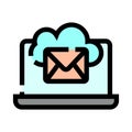 Laptop displaying cloud computing email communication service Royalty Free Stock Photo