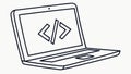 Laptop displaying code symbols, symbolizing programming and software development, vector design Generative AI Royalty Free Stock Photo