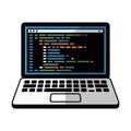 Laptop displaying colorful code, representing programming and software development. Royalty Free Stock Photo