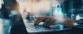 The laptop displaying cybersecurity measures with hands typing on the keyboard..AI generated image Royalty Free Stock Photo