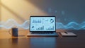 Laptop displaying data analytics with charts and graphs on the screen Royalty Free Stock Photo