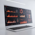 A laptop displaying a data analytics dashboard with various graphs and charts in Royalty Free Stock Photo