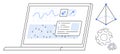 Laptop Displaying Data Analytics with Graphs, Charts, and Iconic s of Automation and Optimization Royalty Free Stock Photo