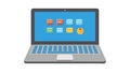 Laptop Displaying Desktop Icons and User Interface, vector design Generative AI Royalty Free Stock Photo