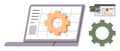 Laptop Screen with Gear and Analytics Data for System Optimization Concept Royalty Free Stock Photo