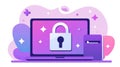 Laptop displaying glowing digital padlock for security Royalty Free Stock Photo